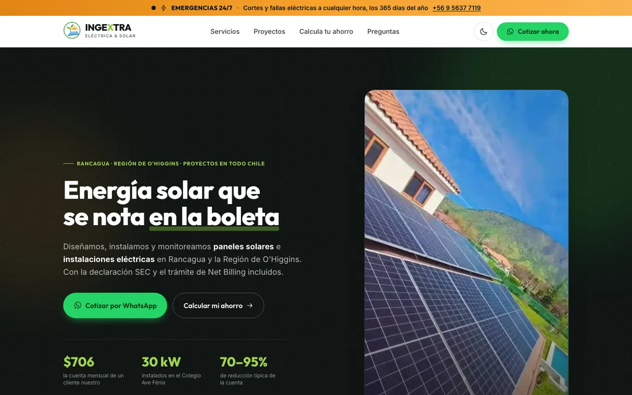 Captura del proyecto Ingextra Chile